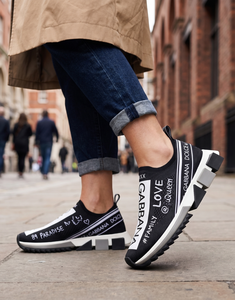 Dolce & Gabbana Black White Sorrento Low Top Sneakers Shoes