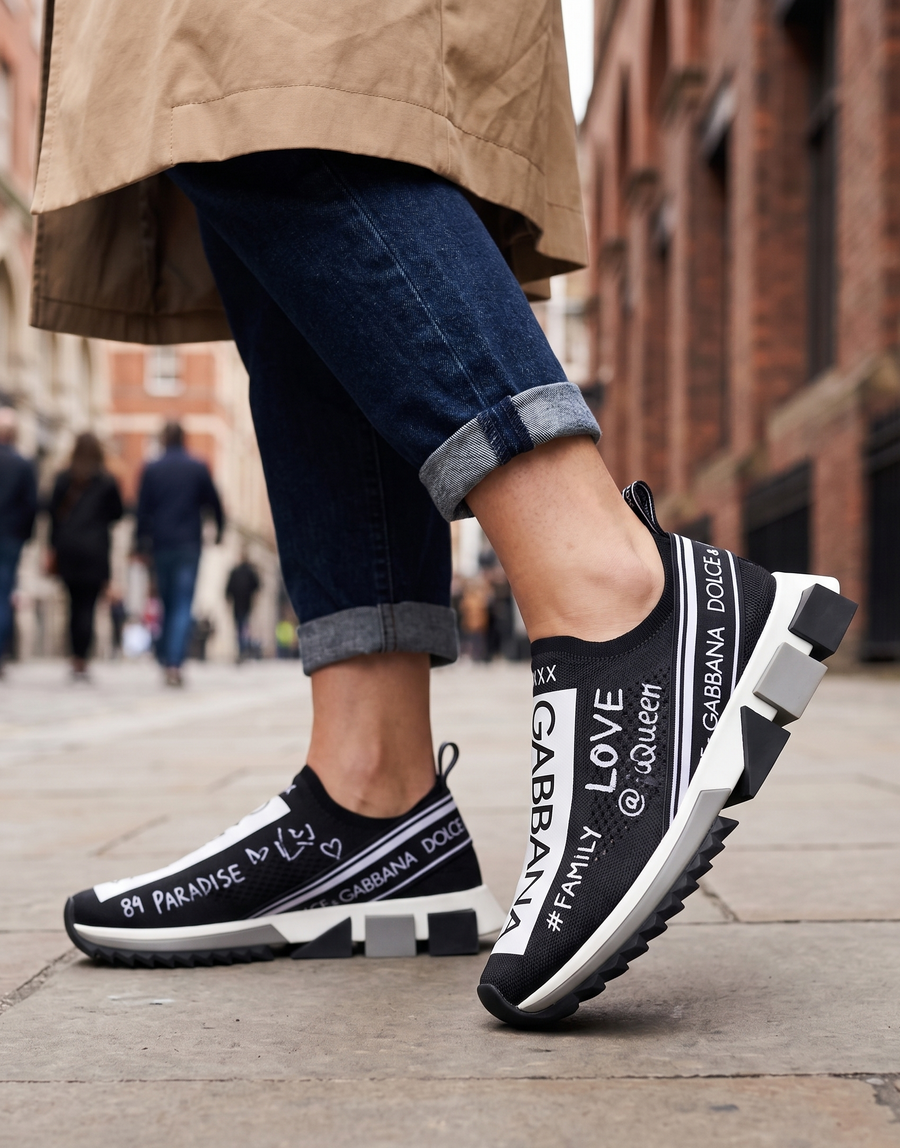 Dolce & Gabbana Black White Sorrento Low Top Sneakers Shoes