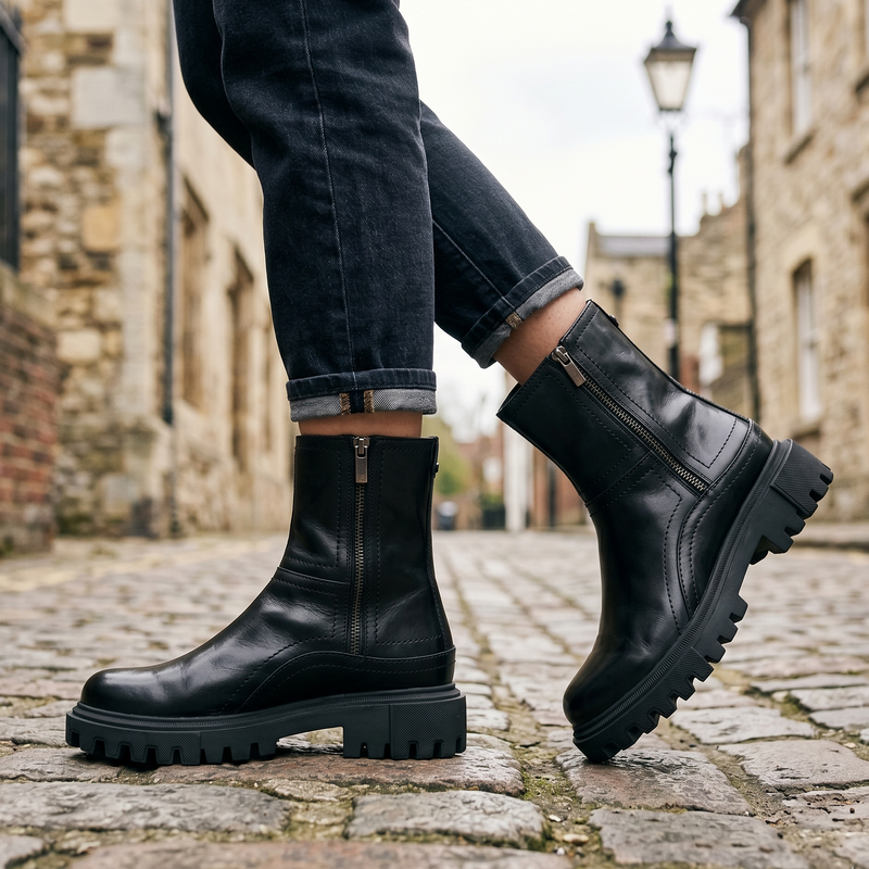 Cafenoir Black Leather Women Boot