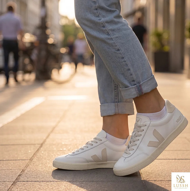 Veja White Calf Leather Bos Taurus Low Top Sneakers
