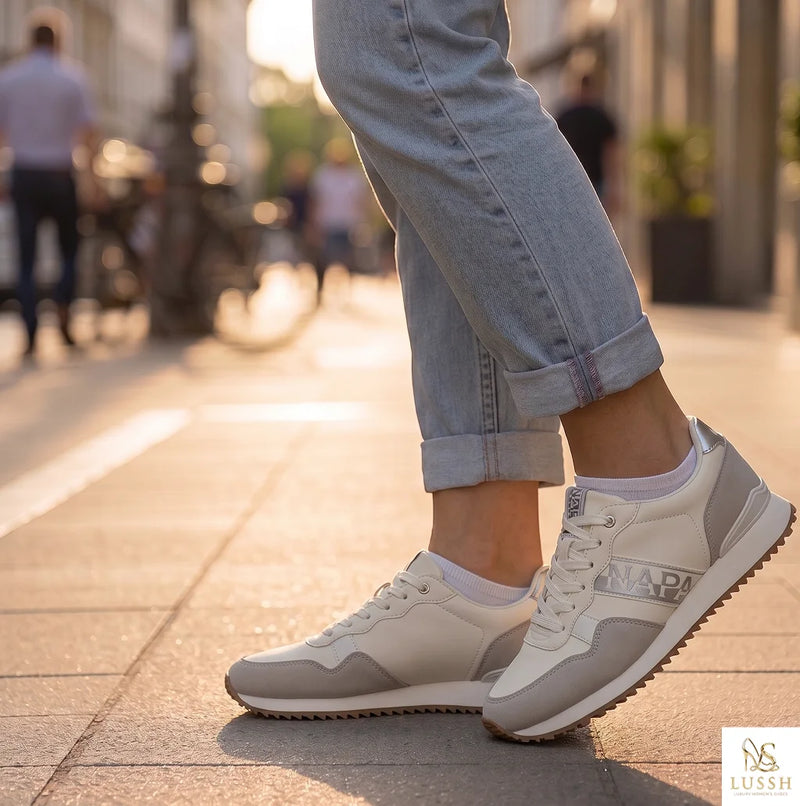 White Polyester Womens Sneaker