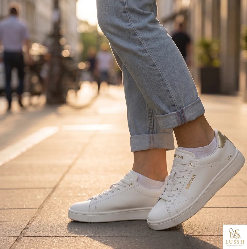White Polyurethane Women Sneaker