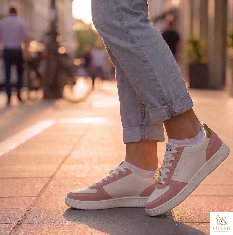 White Polyurethane Women Sneaker
