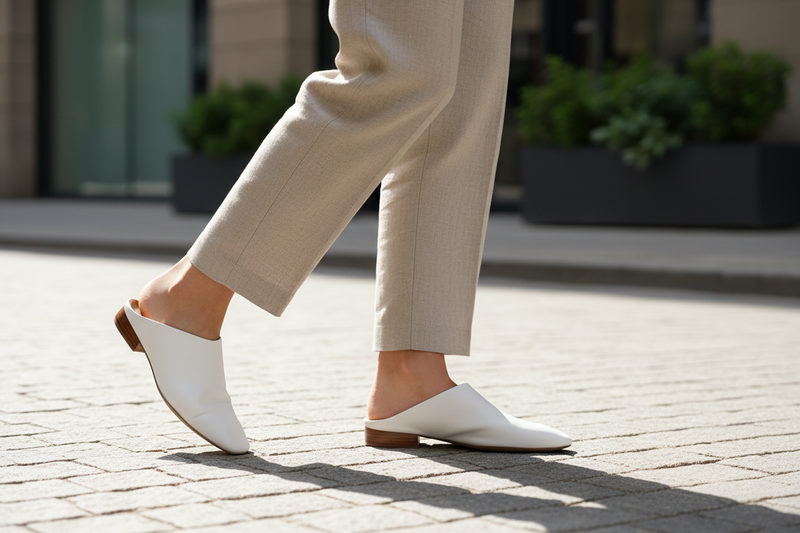 Jil Sander White Leather Slippers