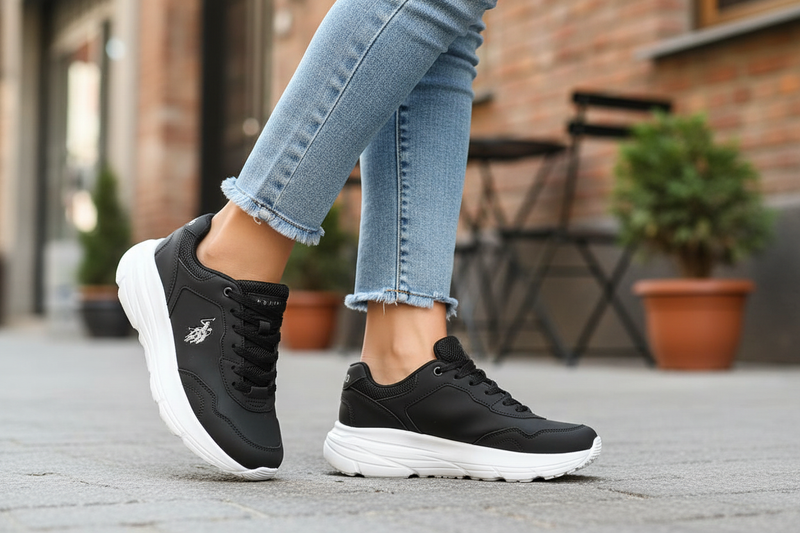 U.S. POLO ASSN. Black Polyurethane Women's Sneaker