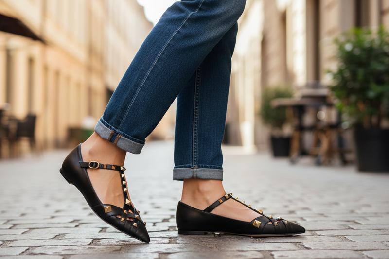 Valentino Garavani Black Goatskin Ballet Flats