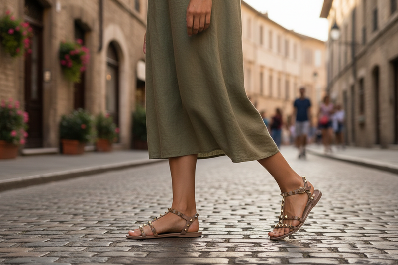 Valentino Garavani Beige Rubber Flat Sandals