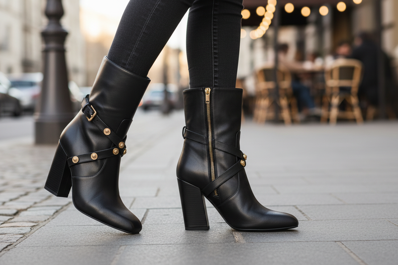 Versace Black Leather Ankle Boots
