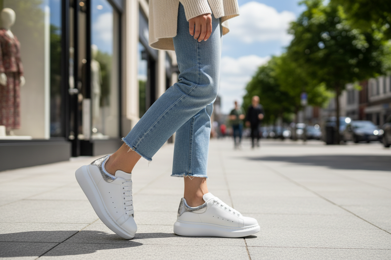 Alexander McQueen White Calf Leather Bos Taurus Platform Sneakers